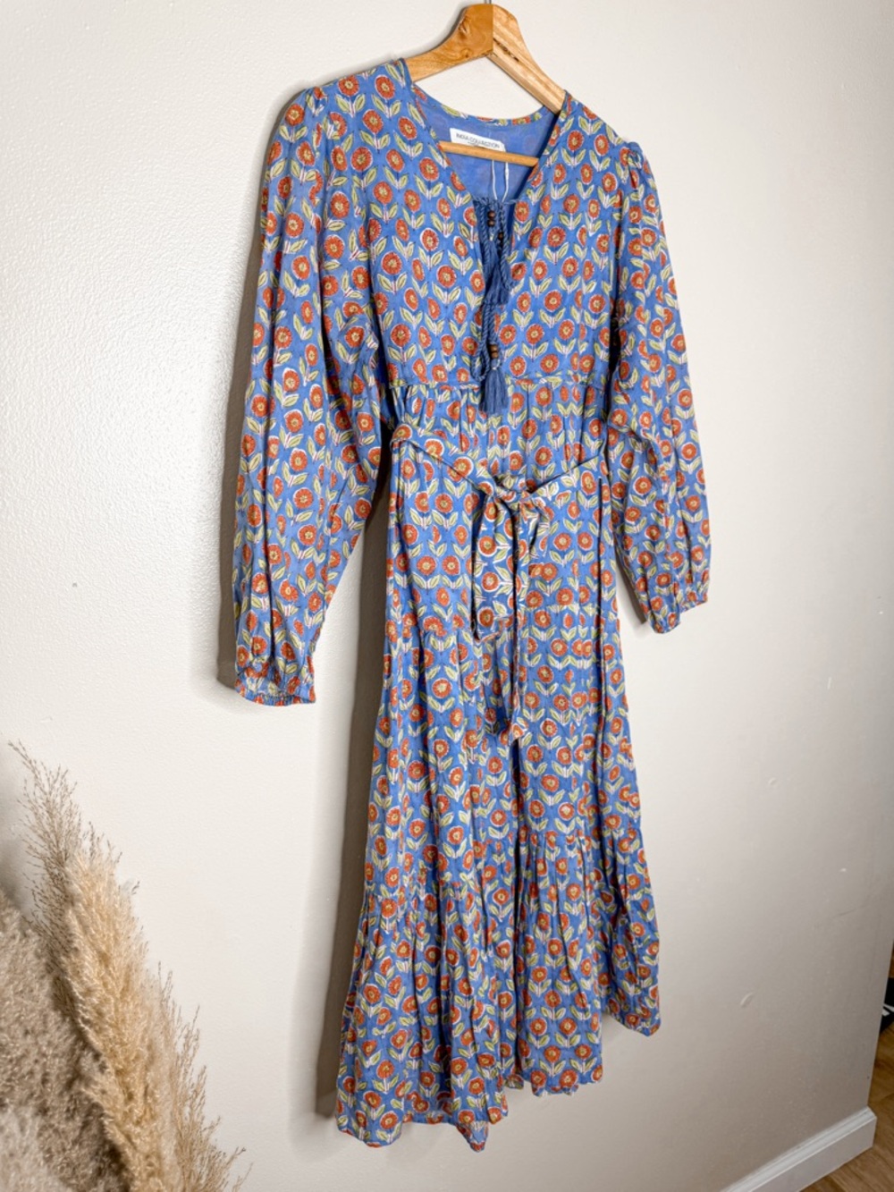 Emerson Fry India Collection Heirloom Midi Dress~Wednesday Flower Blues - Picture 6 of 14